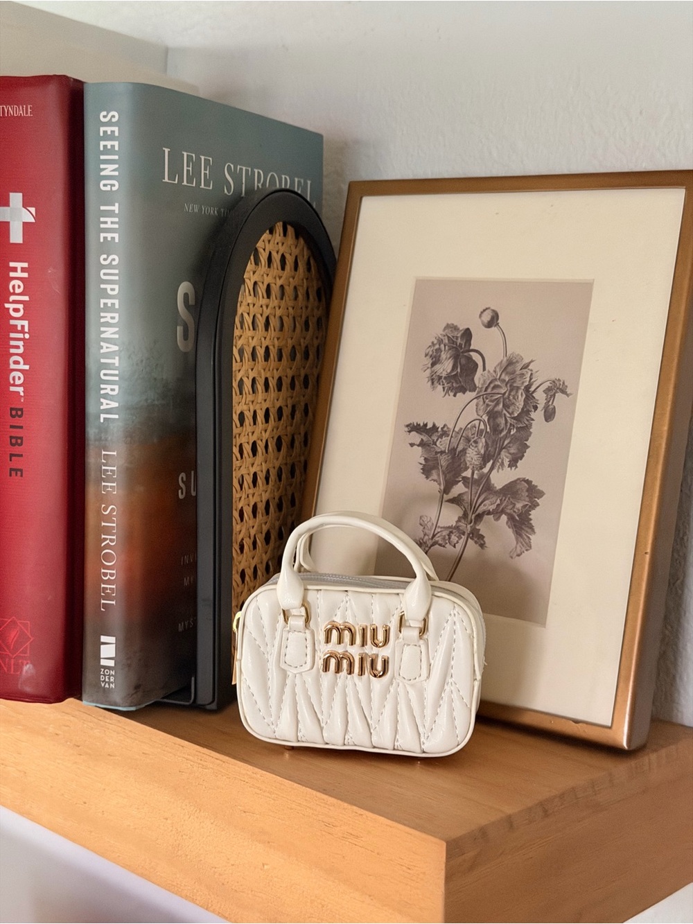Miu Miu Cream Quilted Mini Top-Handle Cute little charm, or coin purse